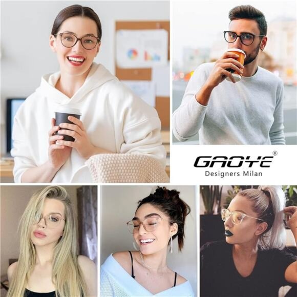 Blue Light Blocking Glasses Women/Men, Fashion Cat Eye Fake Eyeglasses UV - Picture 5 of 5